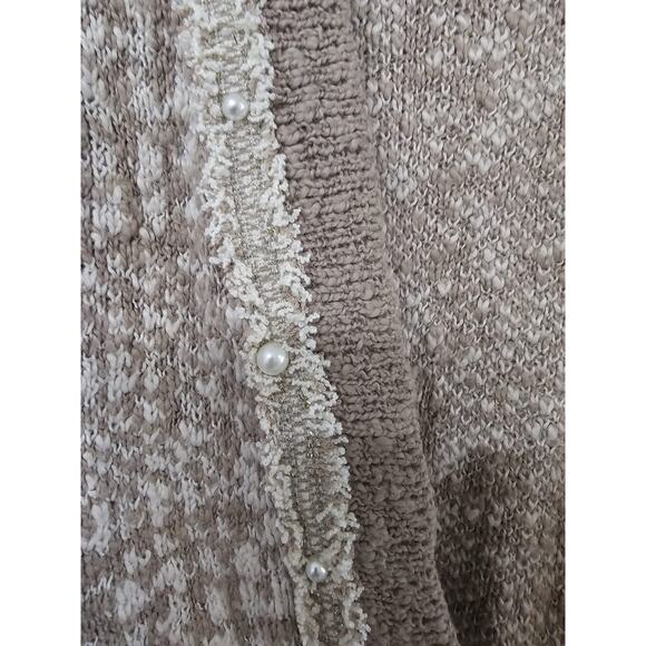 Chico's Novelty Yarn Detail Cardigan Sweater Womens Large Taupe Heather Neutral - Picture 7 of 10